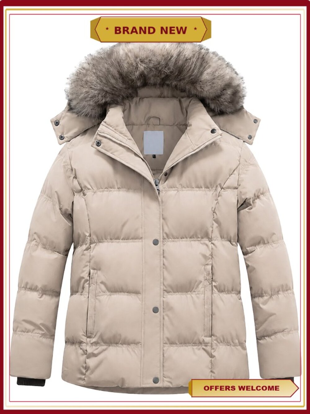 Plus Size Hooded Puffer Jacket Quilted Thicken Warm Winter Coat
